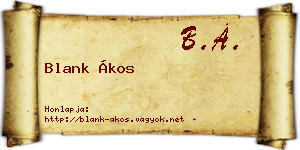 Blank Ákos névjegykártya